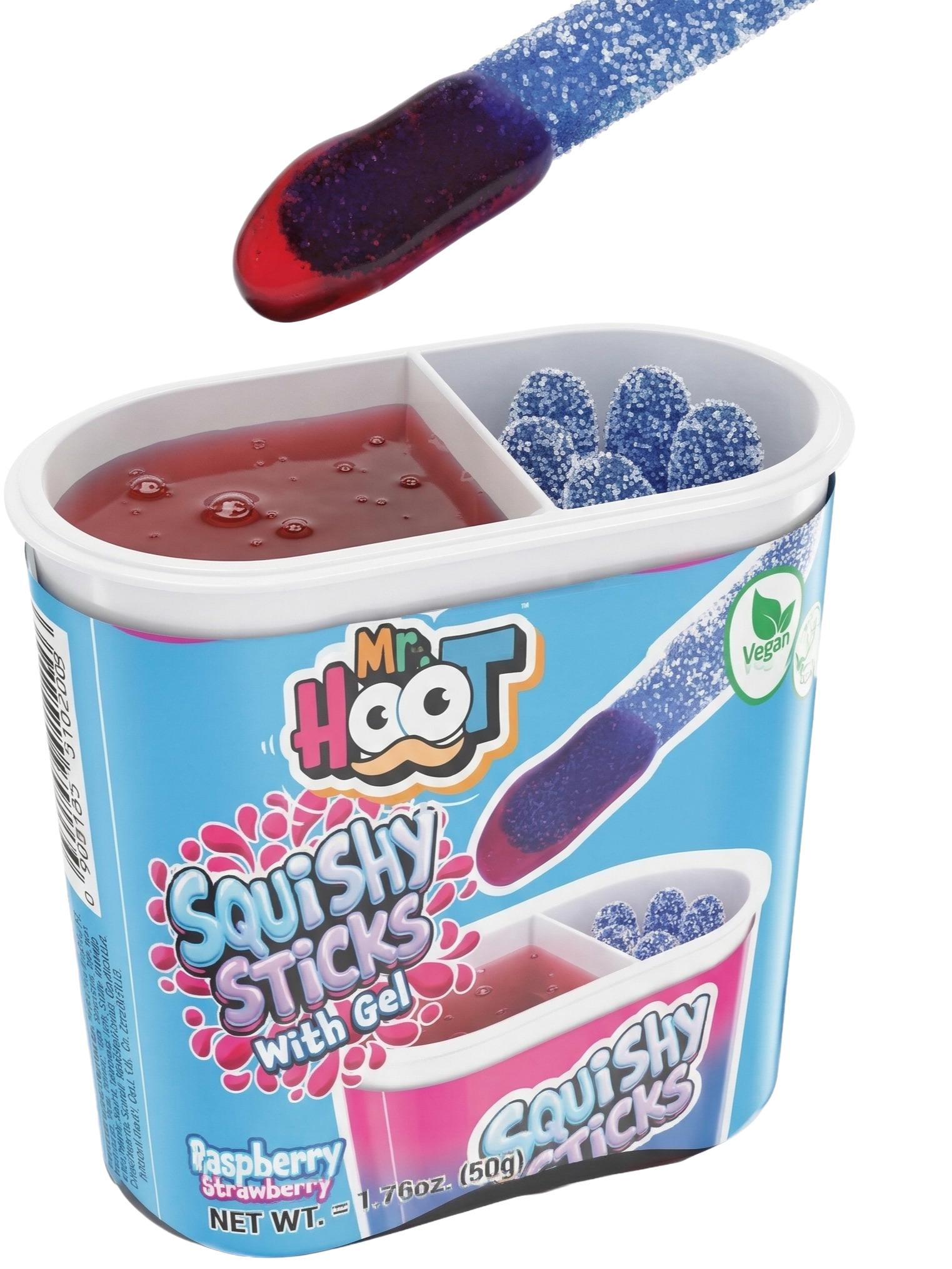 Squishy Sticks Raspberry – weiche Fruchtgummi-Sticks mit fruchtigem Himbeer-Gel für intensiven Genuss