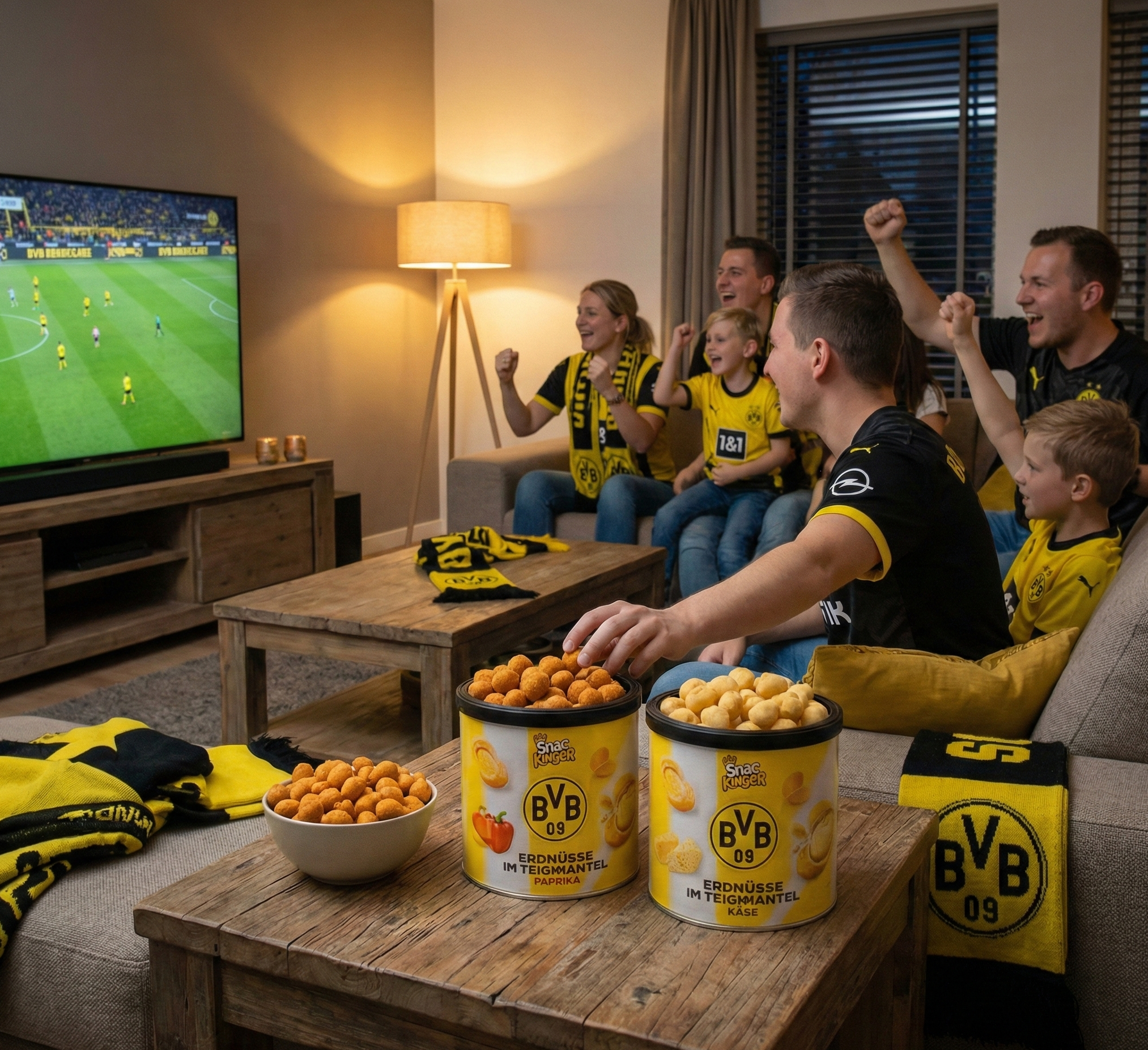 BVB Erdnüsse im Teigmantel mit Paprika- und Käsegeschmack in markanter BVB-09-Verpackung