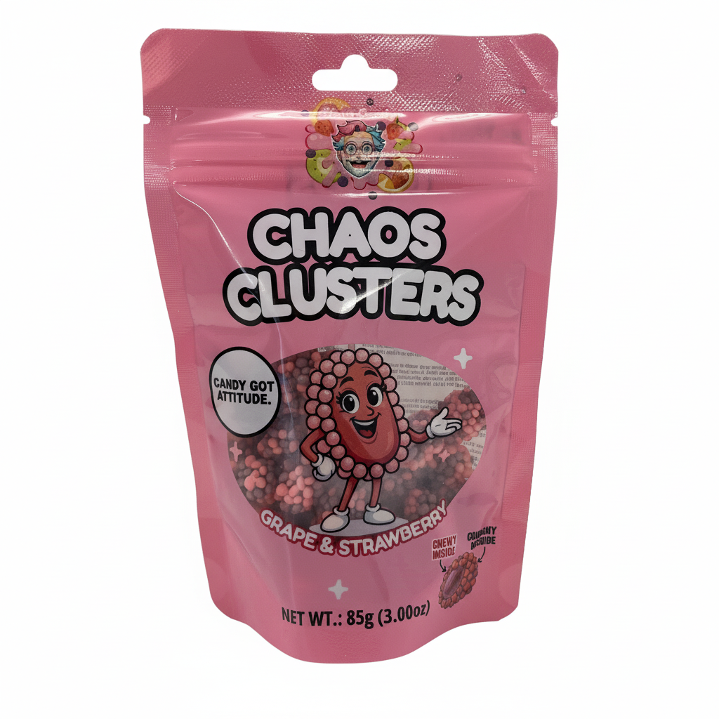 Chaos Candy Chaos Clusters Fruchtgummi mit Zuckerüberzug 85g Verpackung