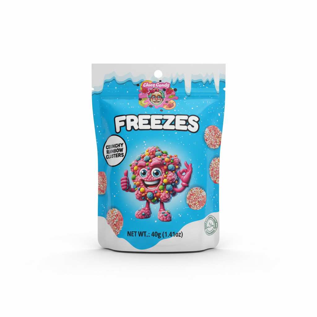 Gefriergetrocknete saure Bälle in bunter Verpackung von Chaos Candy