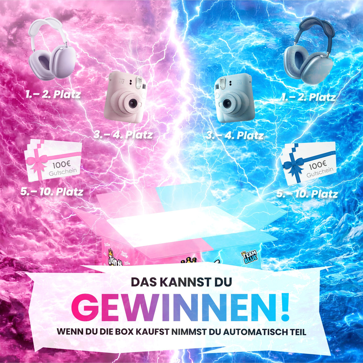 XXL Battle Box Pink vs Blue mit Snacks und Deutschlandfanartikeln zum WM 2026 Duell