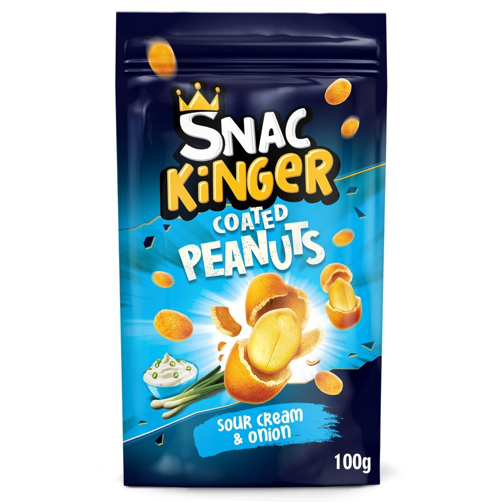 Snackinger Coated Peanuts knusprig umhüllte Erdnüsse mit Sauerrahm und Zwiebelflavour 100g Packung