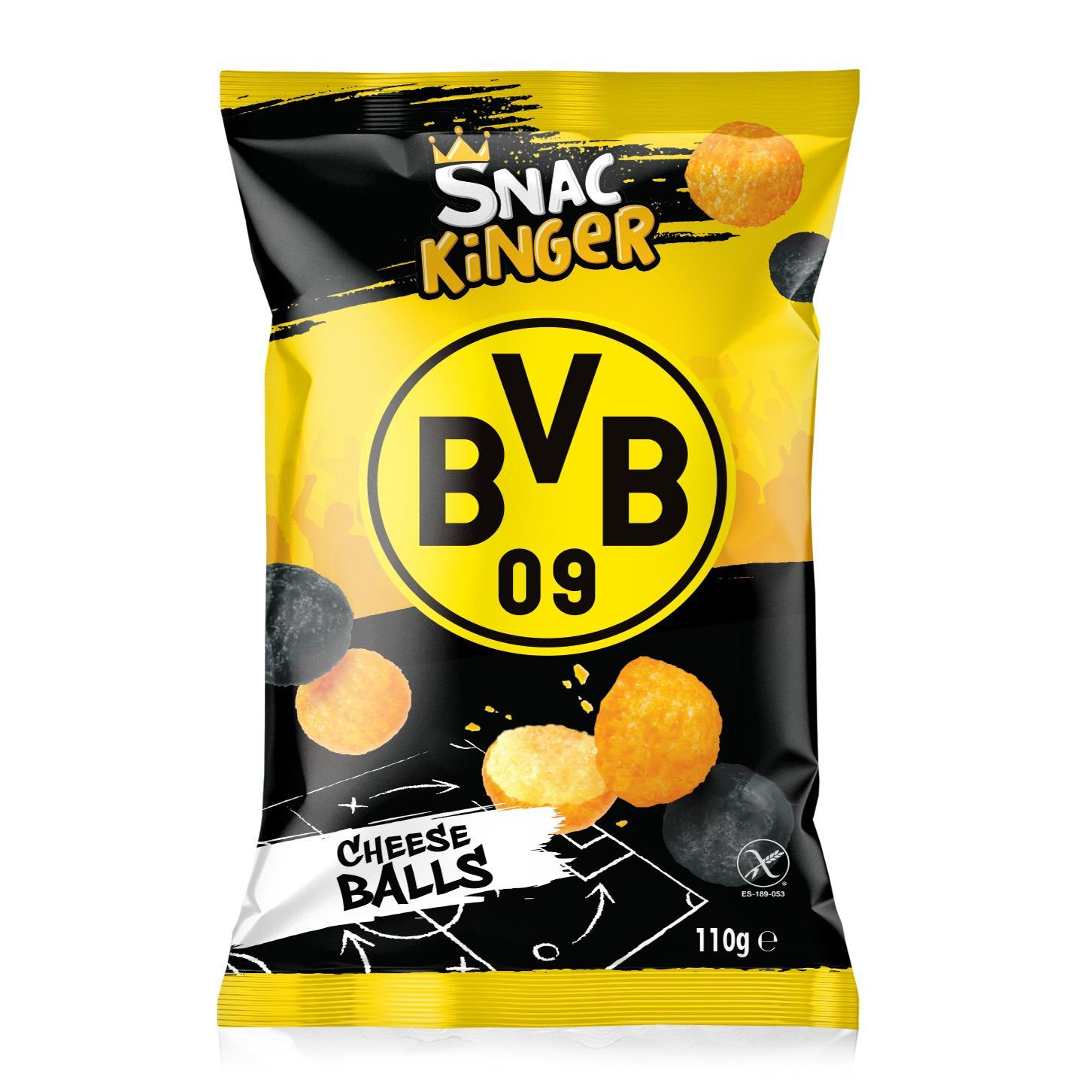 BVB Cheesballs 110g knuspriger Käse-Snack aus Mais mit intensivem Käsegeschmack und goldgelber Farbe