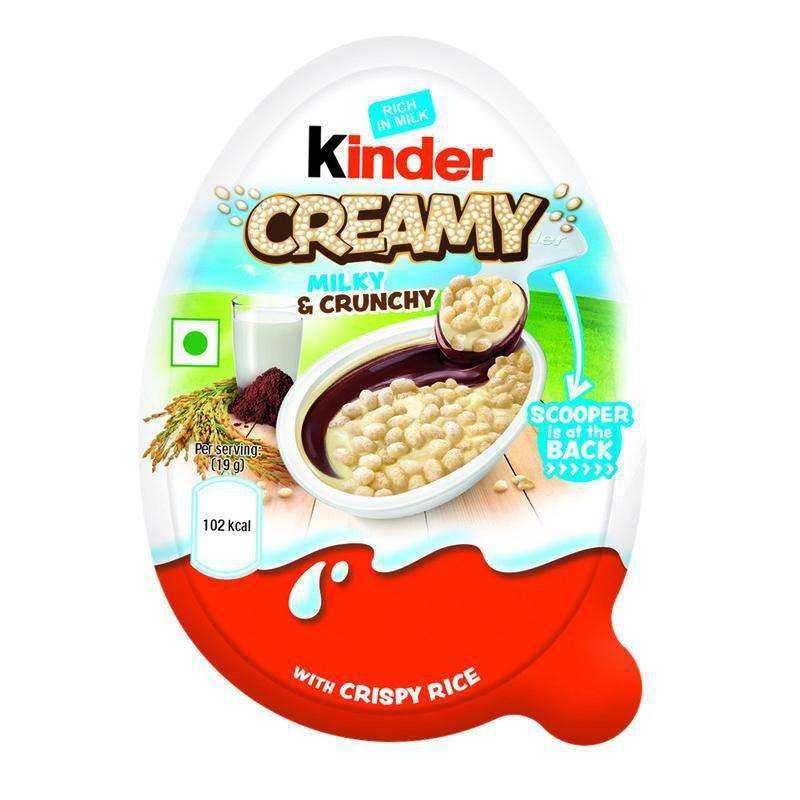 Kinder Creamy 19g cremiger Snack mit Milch-Kakaocreme und knusprigem Reis