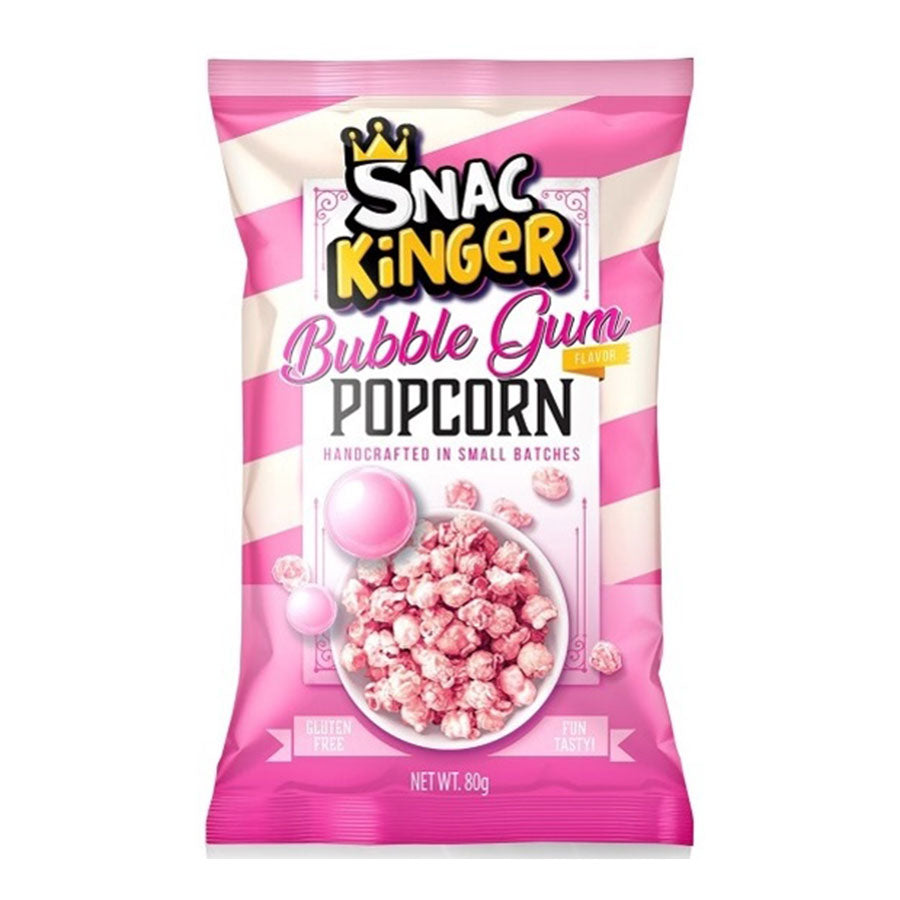 SnacKinger POPCORN Bubble Gum Pink süßes rosa Kaugummi Popcorn Verpackung