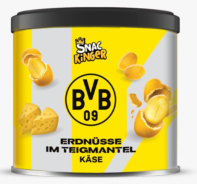 BVB Erdnüsse im knusprigen Teigmantel mit Paprika- und Käsegeschmack im BVB-Design