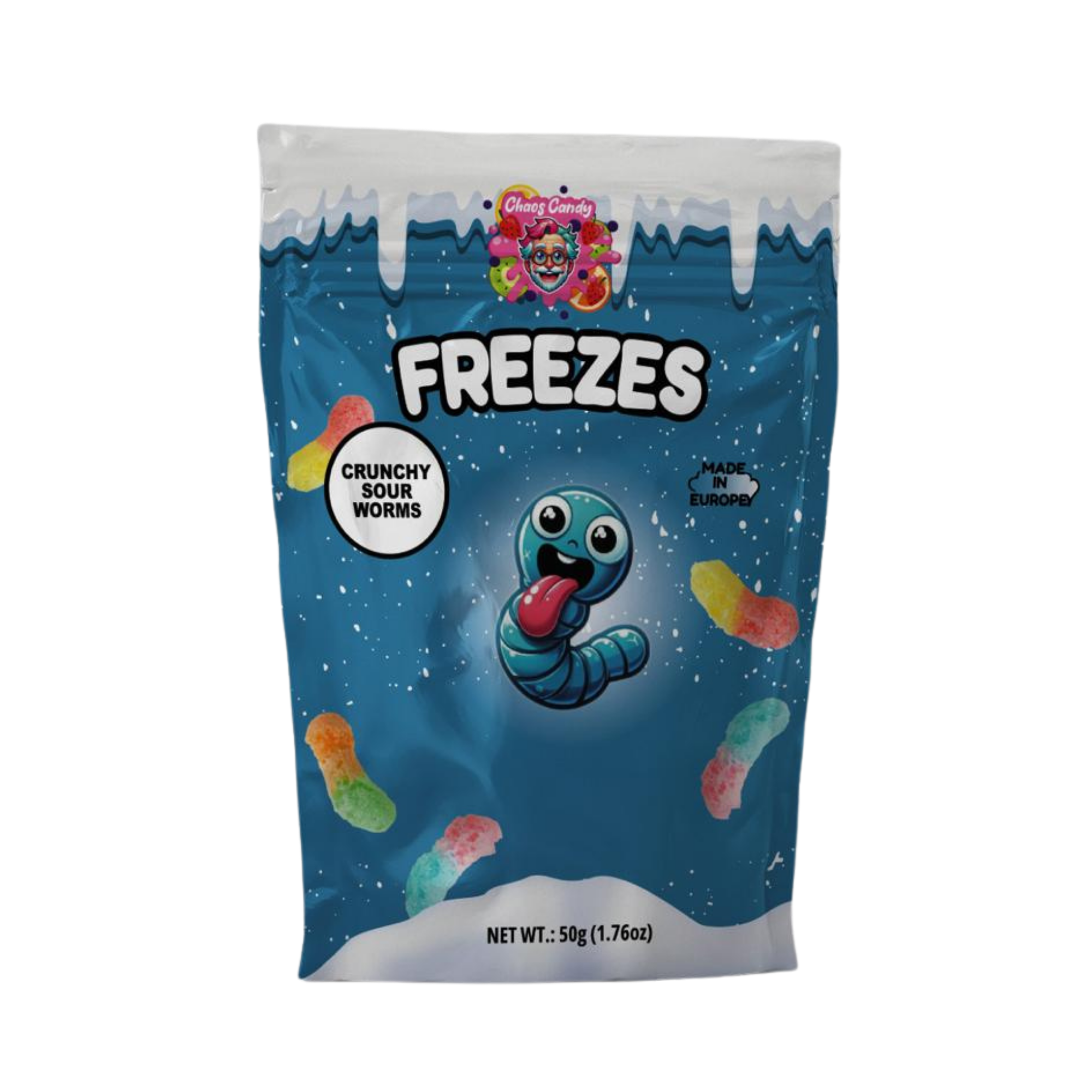 Chaos Candy Freezes gefriergetrocknete saure Würmer 50g knusprig fruchtig-sauer Snacks