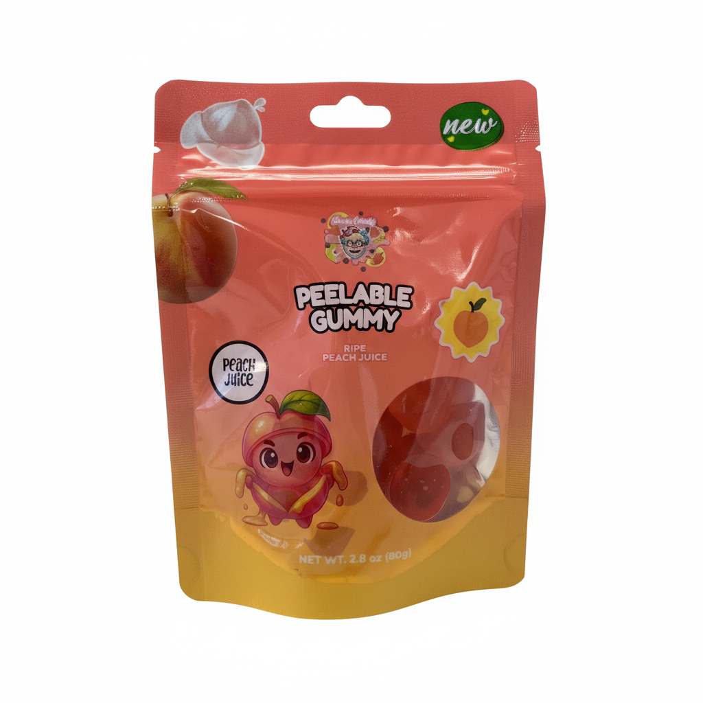 Peelbare Fruchtgummi mit Pfirsich Geschmack 80g Snack Tropen