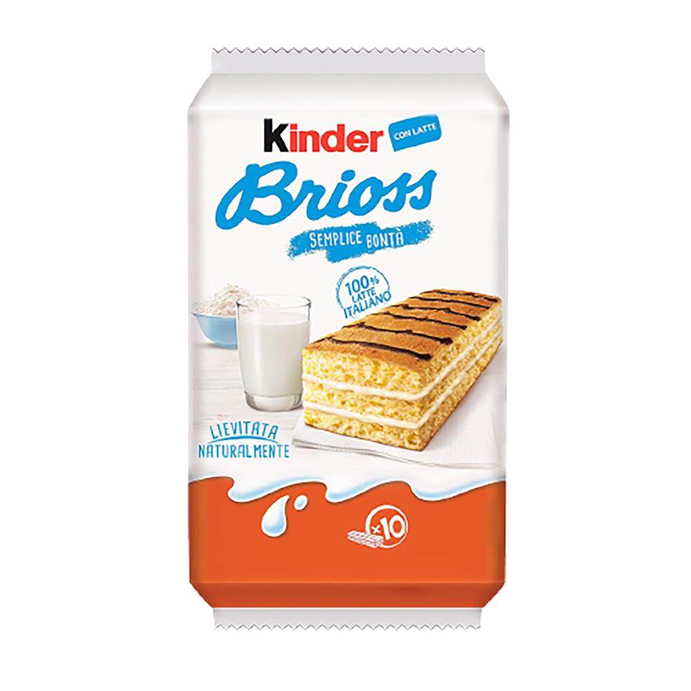 Kinder Brioss Latte 270gKinder Brioss Latte kombiniert geschickt einen weichen, lockeren Biskuitkuchen mit einer reichhaltigen 100% italienischen Milchcreme.
Zutaten: Weizenmehl 26%, ZuckerWorld of Candy