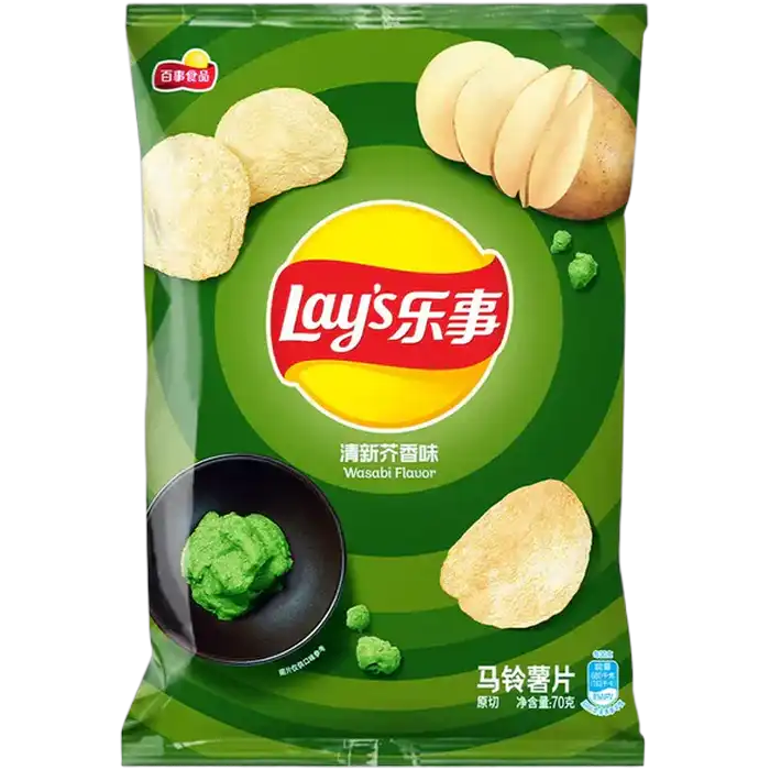 Lay's Chips Wasabi 70g mit intensivem Wasabi-Geschmack und knusprigem Crunch in spezieller China-Edition