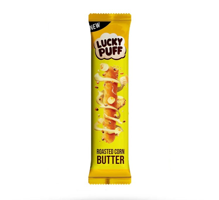 Lucky Puffs Roasted Buttercorn snack bar 