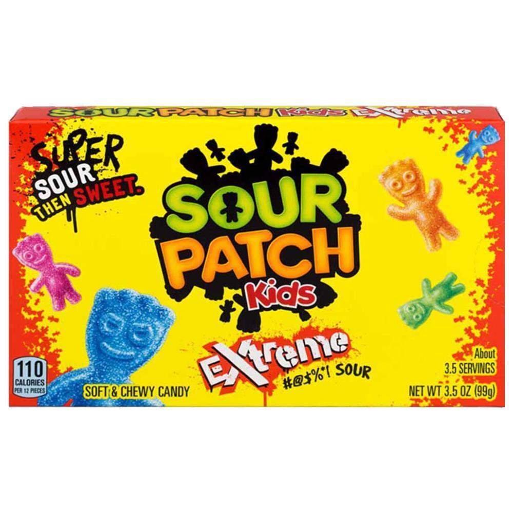 Sour Patch Kids Extreme Theatre Box 99gDiese herrlich fruchtigen Gummibärchen sind mit einem sauren Zucker überzogen, der auf deiner Zunge prickeln und den Mund zusammen ziehen wird, bevor er einem weicheWorld of Candy