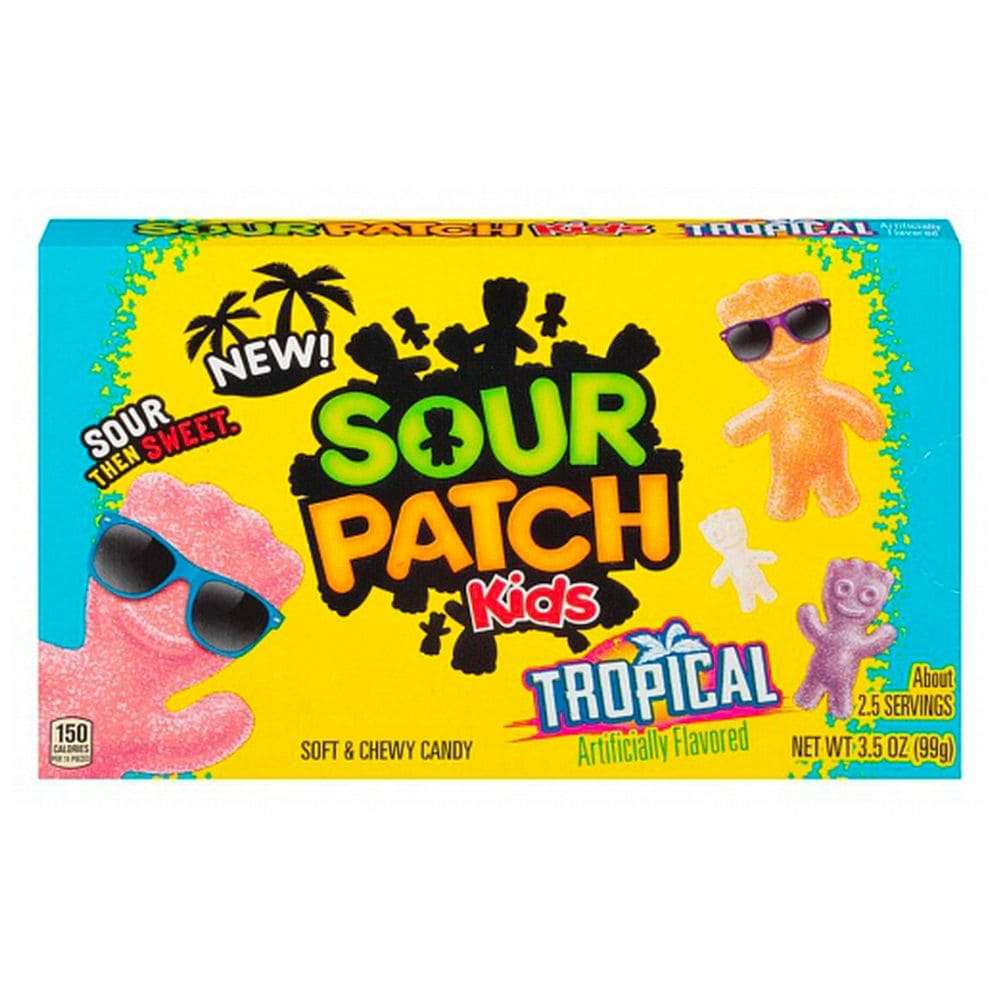 Sour Patch Kids Tropical Theatre Box 99gTritt ein in eine Welt exotischer Aromen. Diese Fruchtgummis sind dein Pass in ein saures Paradies, wo würzige Zitrus- und tropische Fruchtaromen perfekt miteinanderWorld of Candy