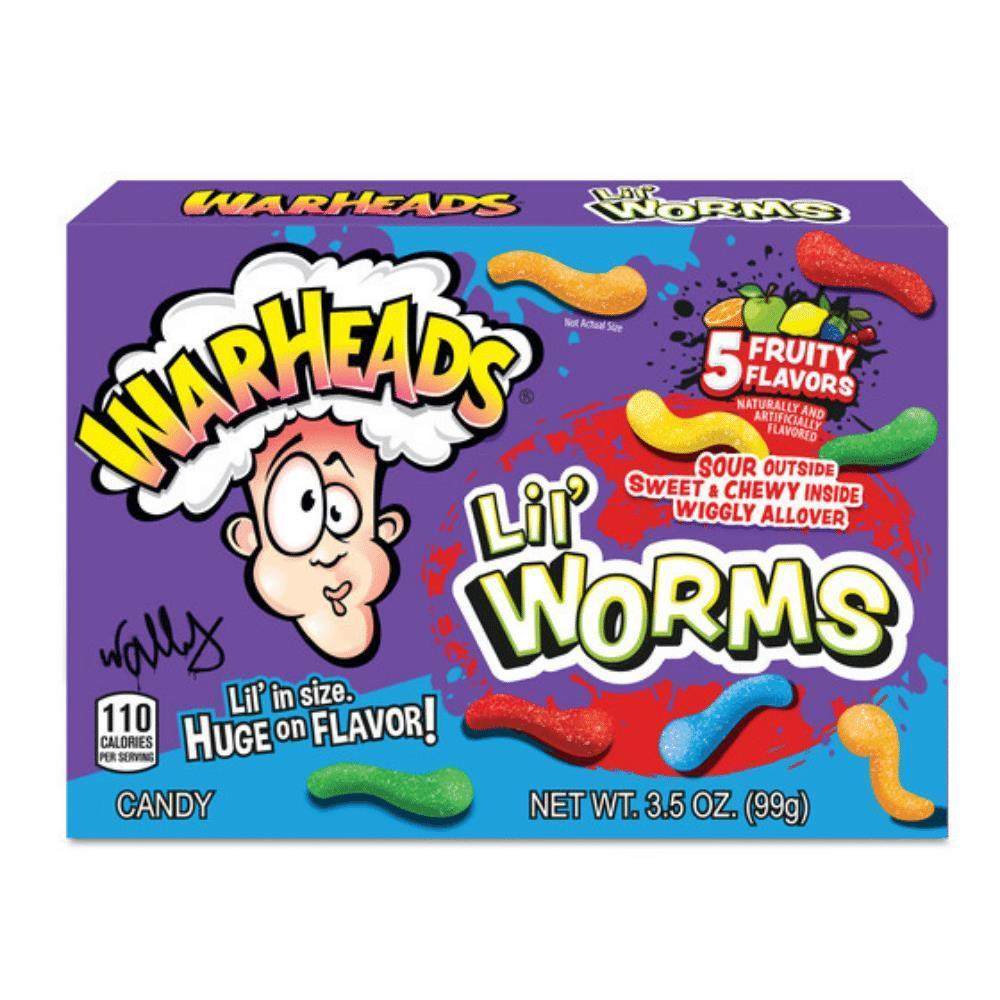 Warheads Lil Worms Theatre Box 99gWarheads Lil Worms sind außen schön sauer, innen angenehm süß, und überall wackelig. Diese fruchtigen sauren Gummibärchen sind klein in der Größe, aber groß im GeschWorld of Candy