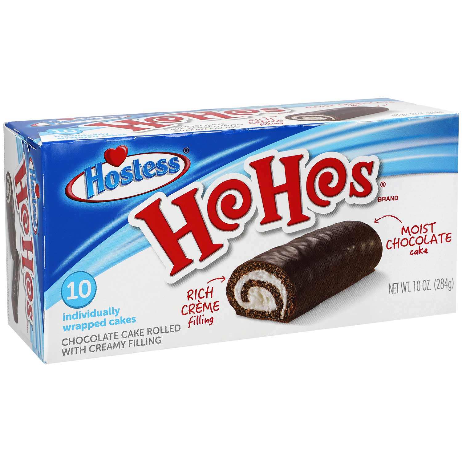 Hostess Ho Hos 284gHostess Ho Hos sind kleine fluffige Kuchen. Softer Biskuitteig mit kräftigem Schokoladen-Geschmack und eine Creme mit köstlicher Vanille-Note schmiegen sich in dem kWorld of Candy