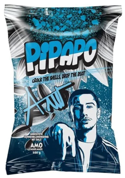 Pipapo AMO Sonnenblumenkerne Salz Geschmack 100g pack with blue design.