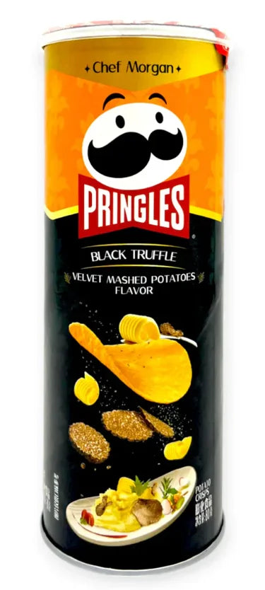 Pringles Black Truffle Velvet Mashed Potatoes knusprige Chips mit schwarzem Trüffel und cremigem Kartoffelgeschmack in 80g Packung