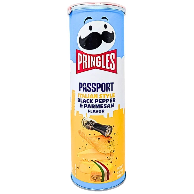 Pringles Italian Style Black Pepper & Parmesan Snackdose mit würzigen Chips und Parmesan-Aroma