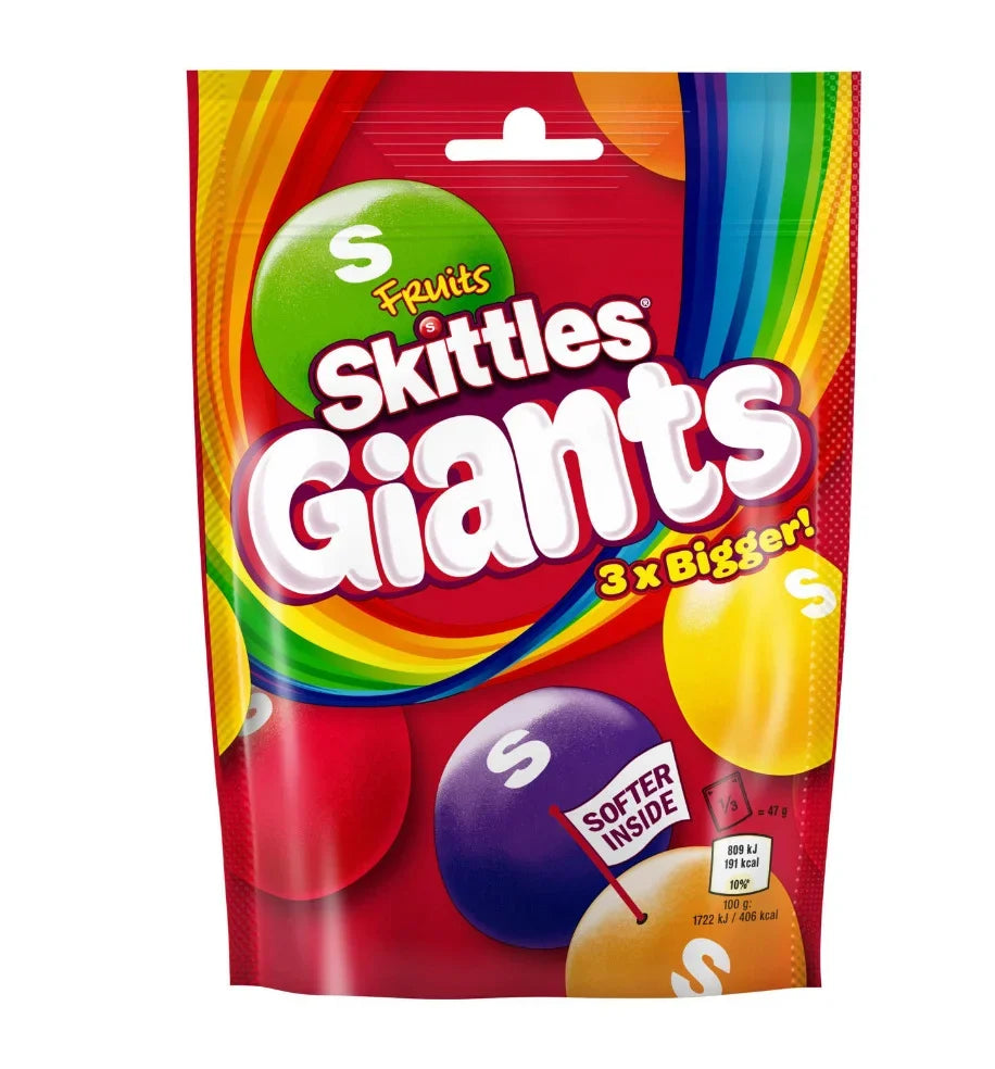 Skittles Giants Fruits dreimal größer bunte Fruchtbonbons 132g Packung