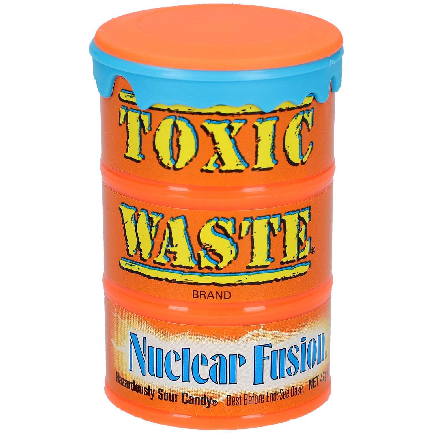 Toxic Waste Nuclear Fusion Orange Drum 42gEin aufregendes neue Produkt, das eine Fusion neuer Geschmacksrichtungen in jedem einzelnem Bonbon vereint, daher der Name Kernfusion. Jede Süßigkeit ist eine KombinWorld of Candy