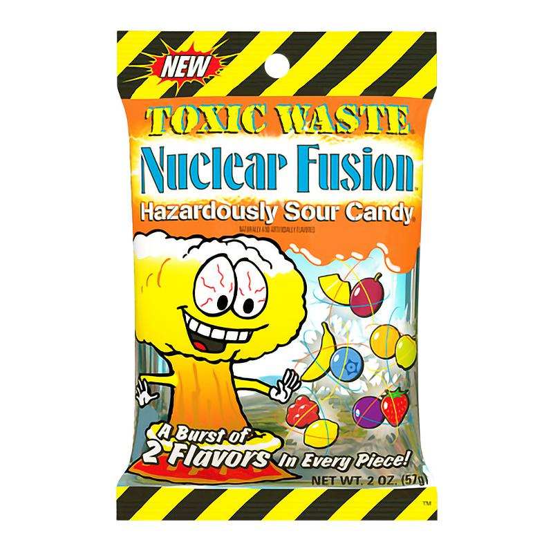 Toxic Waste Nuclear Fusion Pre-Pack 57gNuclear Fusion ist ein aufregendes neue Produkt, bei dem zwei  Geschmacksrichtungen in jedem Bonbon miteinander verschmelzen, daher der Name Kernfusion. Jede SüßigkeWorld of Candy