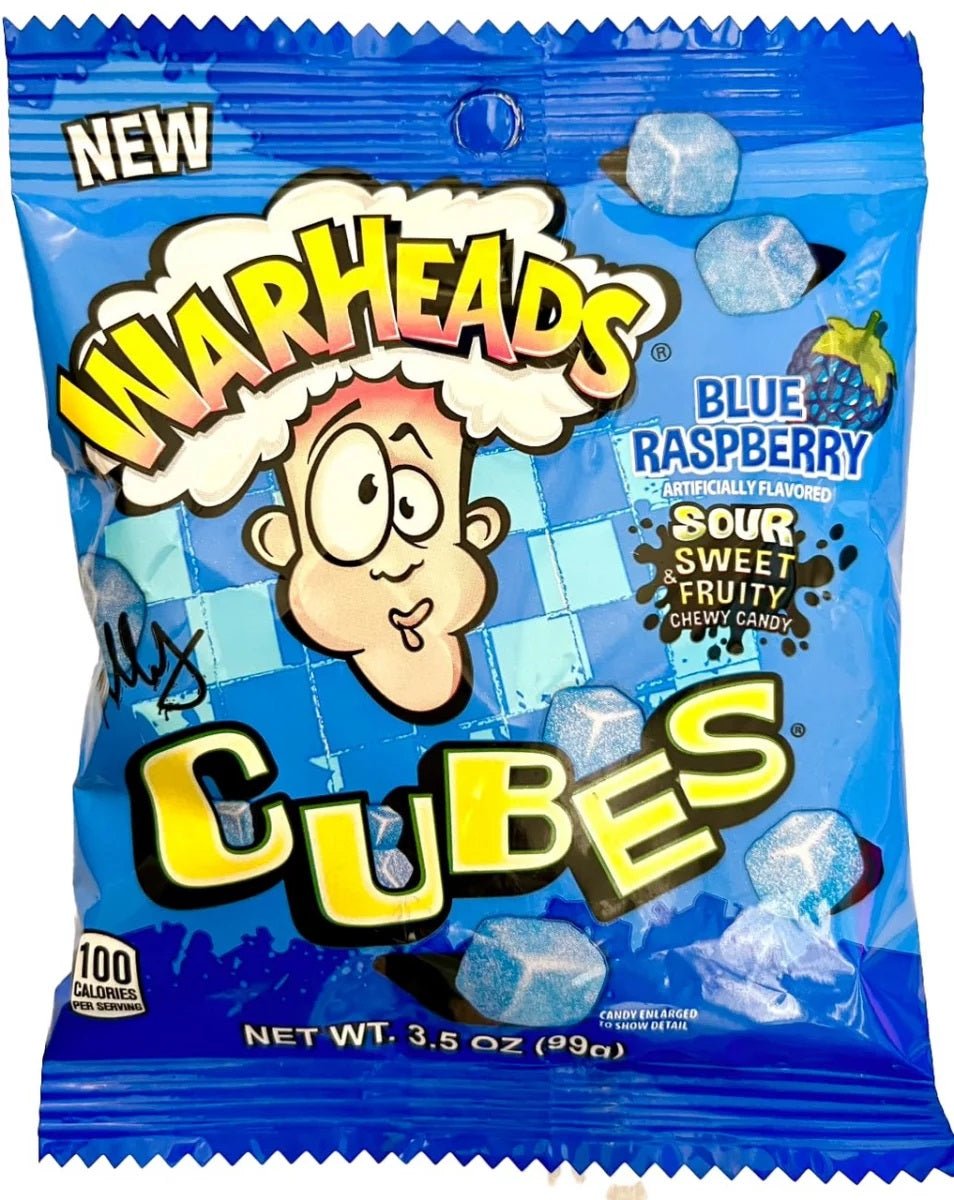 Warheads Cubes Blue Raspberry Peg 99g